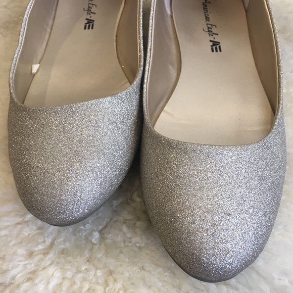 AEO - Glitter Silver Gold Metallic Ballet Flats 8.5 - Picture 5 of 16